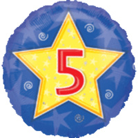 18" 5th Birthday Stars & Swirls Foil Balloon*