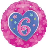 18" 6th Birthday Flowers Foil Balloon