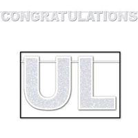 Glittered Congratulations Streamer - 21.6cm x 335.3cm