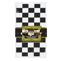 Checkered Black and White Plastic Rectangle Tablecover