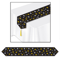 Gold, Silver & Black Stars Table Runner (183cm)*