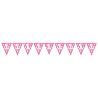 Pink 1st Birthday Pennant Banner - 27.9 x 365.8