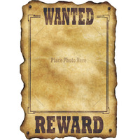 Western Wanted Sign w/ Photo Slot - 43.2cm x 30.5cm