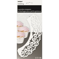 White Lace Pattern Cupcake Wrappers - Pk12*