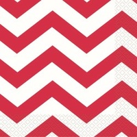 Ruby Red Chevron Cocktail Napkins - 2 Ply - Pk 16*