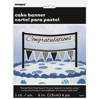Black & White Congratulations Banner Cake Topper*