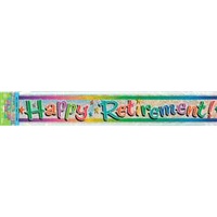 Happy Retirement Holographic Banner - 3.6m
