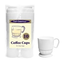 Plastic Coffee Cups (White) - 8oz - Pk 10
