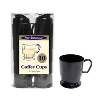 Plastic Coffee Cups (Black) - 8oz - Pk 10