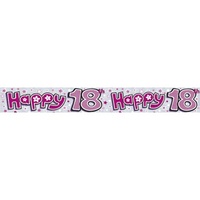 18th Birthday Pink Holographic Banner- 2.6m