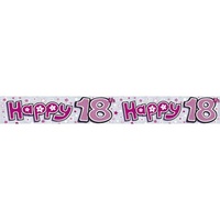 18th Birthday Pink Holographic Banner- 2.6m