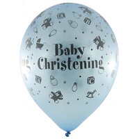 12" Pearl Light Blue All Around Baby Christening Balloons - Pk50