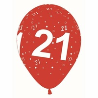 12" Metallic Red 21st Printed Balloons - Pk50