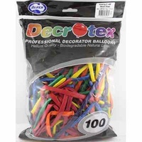 Metallic modelling balloons- mixed colours - 2x60" - Pk 100