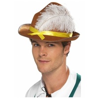 Brown Bavarian Hat with Feather