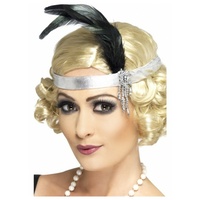 Silver Satin Charleston Headband