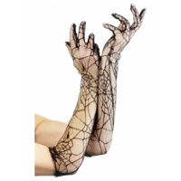 Black Spiderweb Lace Gloves (53 cm)