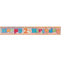 Happy 2nd Birthday Holographic Foil Banner - 3.65m