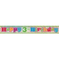 Happy 3rd Birthday Holographic Foil Banner - 3.65m*
