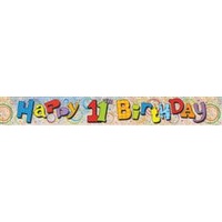 Happy 11th Birthday Holographic Foil Banner - 3.65m