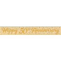 Happy 50th Anniversary Gold Holographic Foil Banner - 3.65m