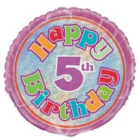 18" Happy 5th Birthday Prismatic Foil Balloon