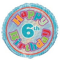 "Happy 6th Birthday" Colourful Prismatic Foil Balloon (45cm)