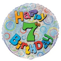 18" Happy 7th Birthday Prismatic Foil Balloon