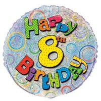 18" Happy 8th Birthday Prismatic Foil Balloon