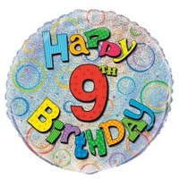 18" Happy 9th Birthday Prismatic Foil Balloon*