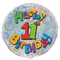 18" Happy 11th Birthday Prismatic Foil Balloon