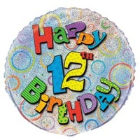 18" Happy 12th Birthday Prismatic Foil Balloon