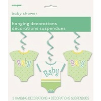 Baby Shower Onesie Hanging Swirl Decoration - Pk 3