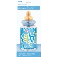 Baby Shower Blue Honeycomb Bottle Decoration