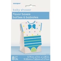 Baby Shower Blue Onesie Favor Boxes - Pk 8