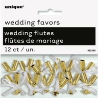 Mini Gold Champagne Flute Wedding Favors - Pk 12*