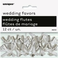 Mini Silver Champagne Flute Wedding Favors - Pk 12