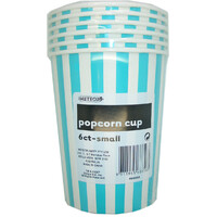 Popcorn Cups Small (32oz) - Caribbean Teal Stripes - Pk 6
