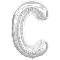 34" Letter C Silver Foil Balloon