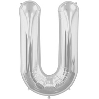 34" Letter U Silver Foil Balloon