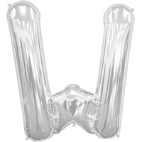 34" Letter W Silver Foil Balloon