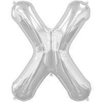 34" Letter X Silver Foil Balloon