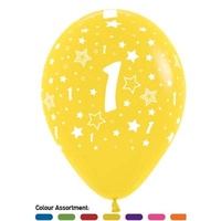12" All Around No. 1 Asstd Colour Balloons - Pk 50