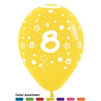 12" All Around No. 8 Asstd Colour Balloons - Pk 50