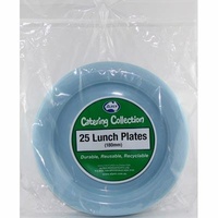 Reusable Light Blue Plastic Lunch Plates (180 mm) - Pk 20