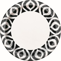 Black and white Moroccan Ikat 9" Plates - Pk 8