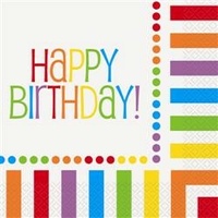 Rainbow Happy Birthday Lunch Napkins (33 x 33 cm) – Pk 16