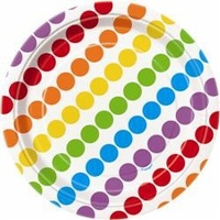 Rainbow Paper Dinner Plates - Pack of 8