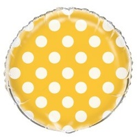 Yellow & White Polka Dots Foil Balloon (45cm)