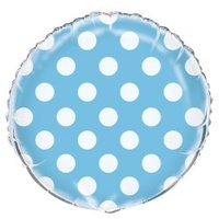 Pastel Blue & White Polka Dot Round Foil Balloon (45cm)